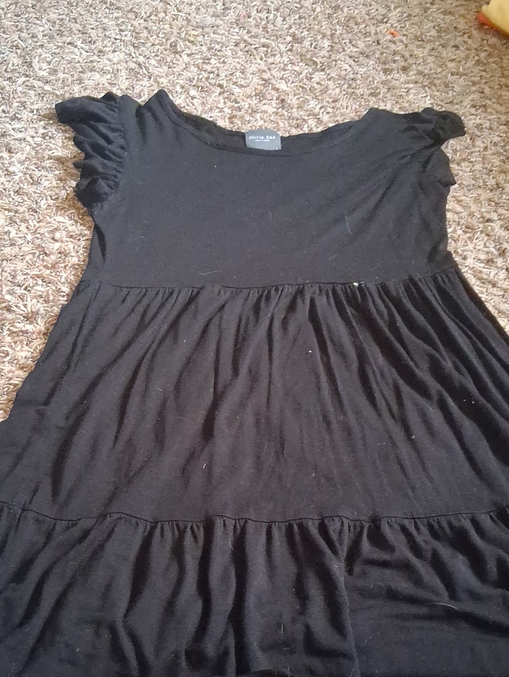 Olivia Rae Black Short Flutter-Sleeve Tiered Tunic